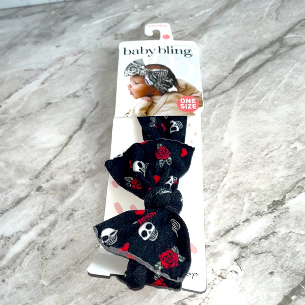 NWT Baby bling skulls and roses headband